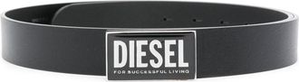 Diesel logo-plaque leather belt - men - Leather - 100 - Black