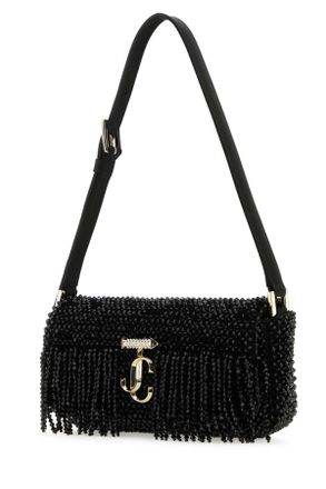 Jimmy Choo London Womens Black Satin Mini Avenue Shoulder Bag Blacklightgold Borse A Mano