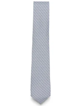 Ferragamo Grey Patterned Logo Tie