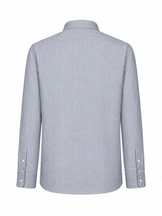Brunello Cucinelli Mens Long-Sleeve Shirt Grey Cotton-Lyocell