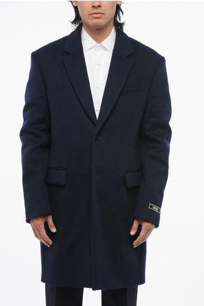 Versace Single-breasted Wool and Cashmere Coat with Flap Pockets size 54