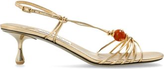 Jimmy Choo London Lova 50 Sandalen met Hak - Dames - Sandalen met hakken - Geel - 39 1/2 EU - Leer - Schoenen