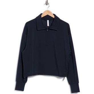 Zella Whisper Knit Half Zip Sweatshirt in Navy Sapphire at Nordstrom Rack, Size X-Large