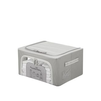 KASANOVA Scatola armadio 40x20x30 cm doppia cerniera e scritta grigio