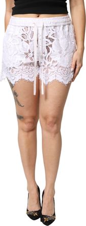 Dolce & Gabbana White Cotton Cut Out Mid Waisted Bermuda Womens Shorts