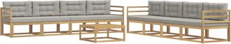 vidaXL Conjunto De Sof&aacute;s De Exterior 9 Uds. Blanco Y Gris Claro Vidaxl