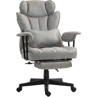 HOMCOM Homcom - Office Chair, Ergonomic Desk Chair with Foot Rest, Grey
