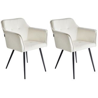 Beliani Beliani - Conjunto De 2 Sillas De Comedor De Terciopelo Reposabrazos Beige Claro Jasmin