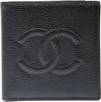 Chanel Black Grained Calfskin Wallet (Bi-Fold) (Pre-Owned)