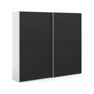 Dmora Dmora - Armario 2 Puertas Kauri, Muebles De Dormitorio, Vestidor, Armario De Ropa, 243x61 H220 Cm, Blanco Y Negro