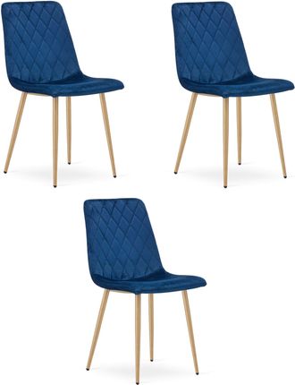 OEM Silla Turin - Terciopelo Azul Marino / Patas Color Madera X 3