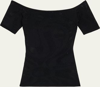 Pucci Marmo Jacquard Short-Sleeve Top