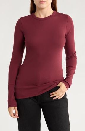 Nordstrom Everyday Stretch Pima Cotton Ribbed T-Shirt in Burgundy Tannin at Nordstrom Rack, Size X-Large