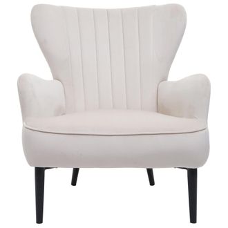 Hhg Nunca Usado] Sill&oacute;n De Sal&oacute;n Hhg 737, Sill&oacute;n De C&oacute;ctel Sill&oacute;n Tapizado, Terciopelo (280g/m&sup2;), Crema-beige