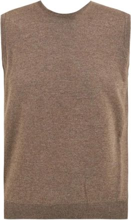 FILIPPO DE LAURENTIIS Giromanica Mouwloze Trui - Heren - Spencers - Bruin - XL - Wol - Truien & Vesten