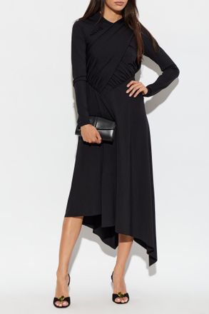Victoria Beckham Asymmetrical Dress With Draping, Womens, Black
