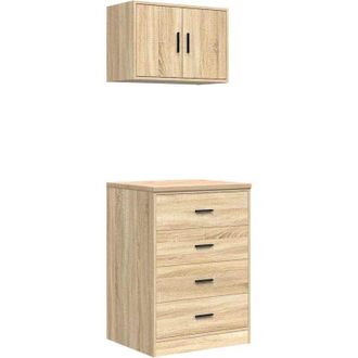 vidaXL Armarios 2 Uds Para Garaje Madera De Ingenier&iacute;a Roble Sonoma Vidaxl