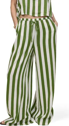 Nobody's Child Reese Linen Blend Drawstring Pants in Green at Nordstrom, Size 10