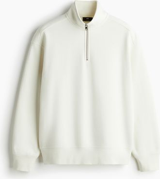 H&M Sweatshirt mit Zipper in Loose Fit - White