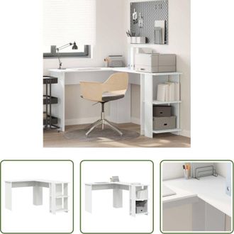 vidaXL Scrivania moderna - Scrivania ad angolo con lo scaffale Bianco 140 x 113,5 x 75 cm