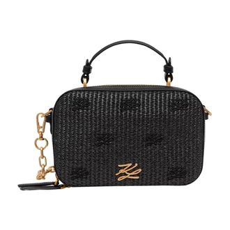 Karl Lagerfeld Tassen, Dames, Zwart, ONE Size, Leer, Leren Crossbody Tas
