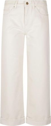 Moncler Cropped Jeans - Dames - Regular Fit Jeans - Wit - S - Katoen - Jeans