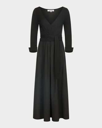 オールインワン・サロペット Diane Von Furstenberg Midi Wrap Dress In Black Diane Von Furstenberg - Valerie Midi Dress in Black