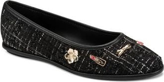 Karl Lagerfeld Vadelle Tweed Ballet Flat in Black at Nordstrom, Size 9.5