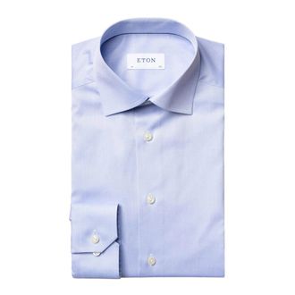 Eton Lichtblauw Signature Twill Business Overhemd - Heren - Zakelijke Overhemden - Blauw - M - Overhemden