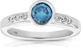 Vir Jewels 0.80 cttw Blue and White Diamond Engagement Ring 14K White Gold