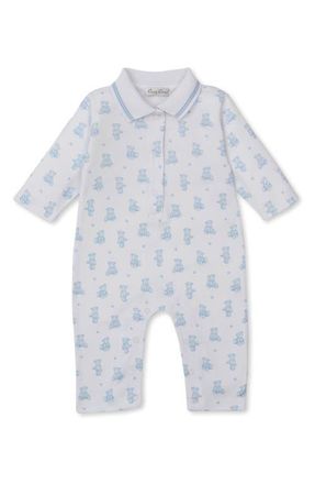 Kissy Kissy Print Pima Cotton Romper in Light Blue at Nordstrom, Size 0-3M