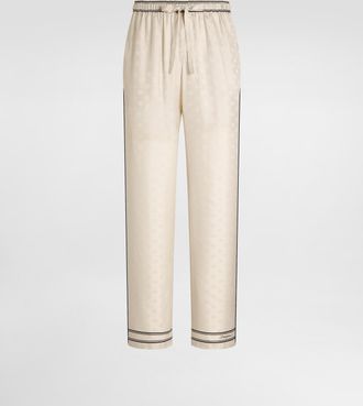 Dolce & Gabbana Logo And Stripe-print Twill Trousers - Man Pants And Shorts Multicolor 48