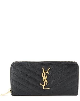 Saint Laurent Monogram Matelasse Leather Zip Around Wallet