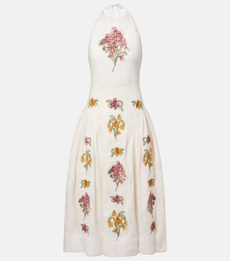 Agua Bendita Balsa Cordillera floral linen midi dress
