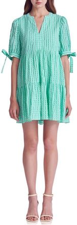 English Factory Texture Puff Sleeve Dress in Green at Nordstrom, Size X-Small