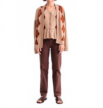 Kule Deane Button Down Cardigan In Camel