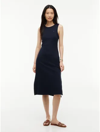 Tommy Hilfiger Womens Rib-Knit Tank Dress - Navy Blue - XXL