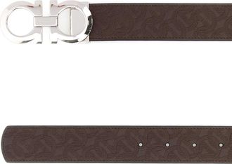 Ferragamo Mens Brown Leather Reversible Belt Tabacconero Cinture