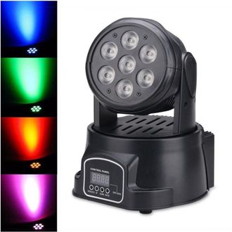 Trade Shop Trade Shop Traesio - Proiettore Led Rgb Testa Mobile Rotante Effetti Disco Discoteca 7 Led Wash Dmx