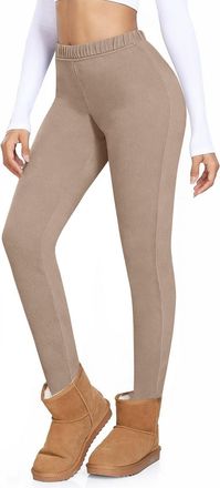 Generic Fleece Leggings for Women Elastic High Waist Thick Thermal Underwear Pants Merino Wool Winter Warm Baselayer Bottoms Soft and Cozy Tights Underwear Lo