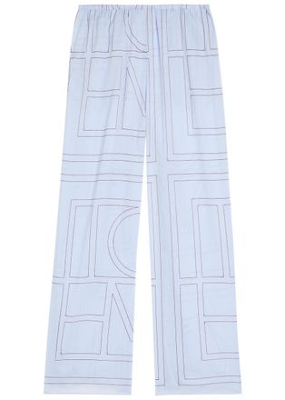 Toteme Logo-monogrammed Cotton-blend Pyjama Trousers - Light Blue - 32 (UK4 / Xxs)