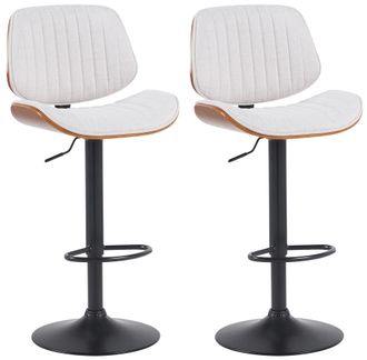 Clp Clp - Lote De 2 Taburetes De Bar Clawson De Tela Nogal/crema Negro
