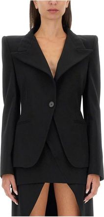 Alexander McQueen Double-Breasted Wool Blazer - Dames - Jassen - Zwart - Maat: S Wol