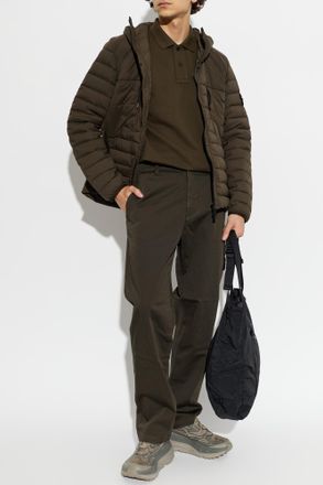 Stone Island Quilted Jacket With Hood, Mens, Brown