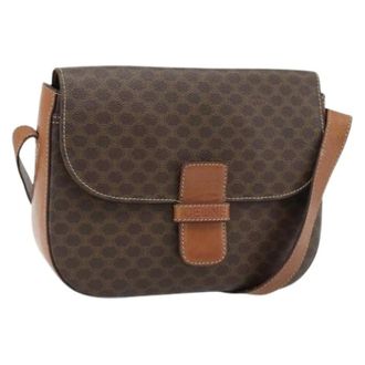 Celine Pre-owned Cross Body Bags, female, Brown, Size: ONE SIZE Pre-owned Vintage Macadam Canvas Shoulder Bag