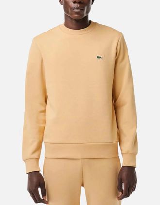 Lacoste Mens Lacoste Mens Fleece Crew Neck Sweatshirt Knitted Jumper Long Sleeve Sweat Tops - Cream - Size: 36