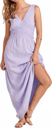 bobi V-Neck Smocked Sleeveless Dress In Light Lilac