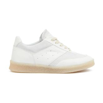 Maison Margiela Schoenen, Dames, Wit, 40 EU, Leer, Lace-Up Sneakers met Merklogo op de Hiel