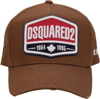 Dsquared2 Logo Patch Baseball Cap - unisex - Accessoires - Bruin - Maat: ONE Size Katoen