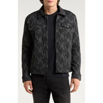 John Varvatos Hallet Jacquard Trucker Jacket in Black at Nordstrom Rack, Size Xx-Large